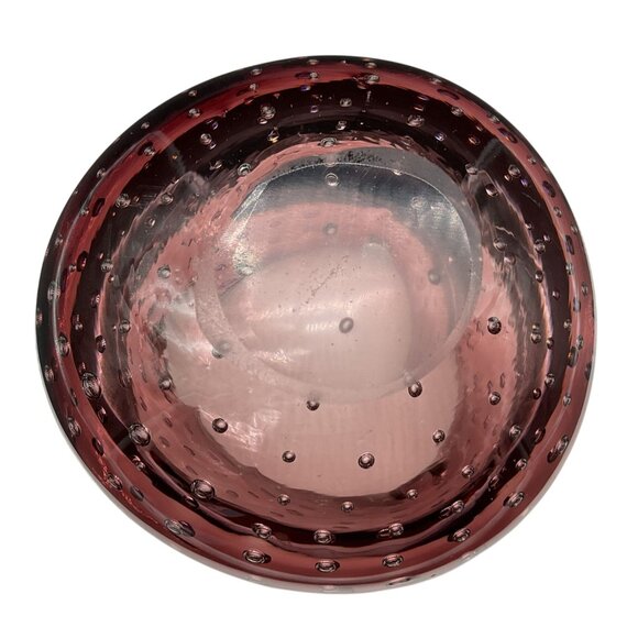 Art Glass Pink Bullicante Bowl / Ashtray With Controlled Bubbles 2.25"H x 3"W - Picture 6 of 7